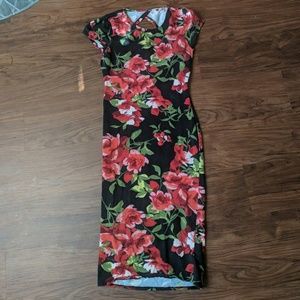 Flower pattern midi dress